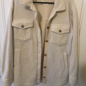 Altar’d State Fleece Shacket – Cream / Ivory (Size S)